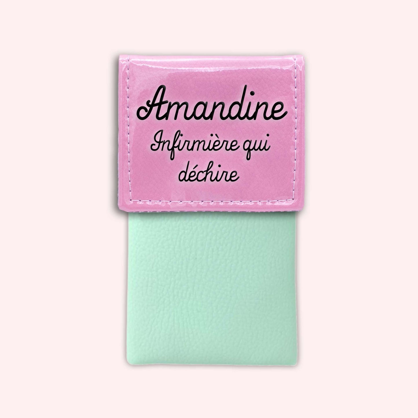 Two-tone pouch with pale pink flap