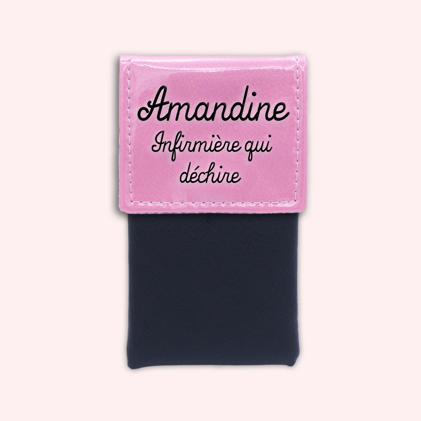 Two-tone pouch with pale pink flap