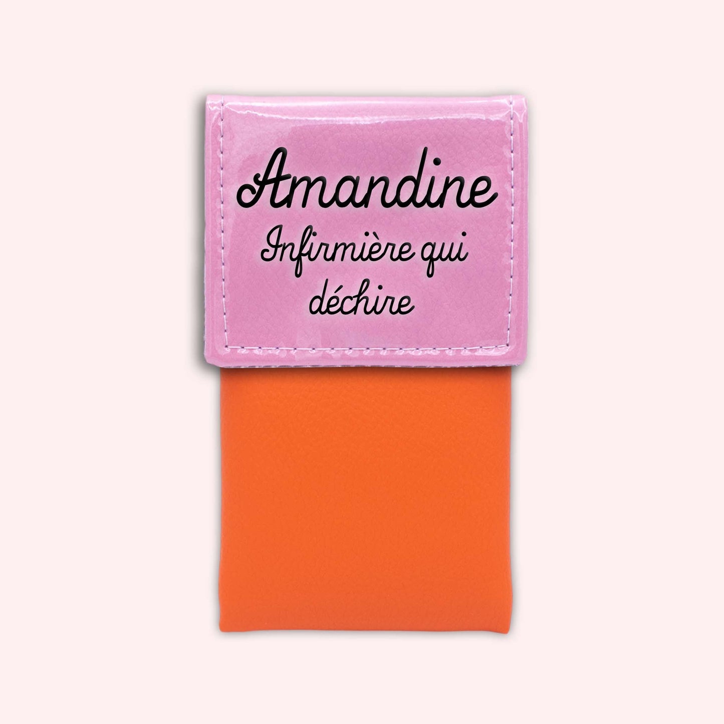 Two-tone pouch with pale pink flap