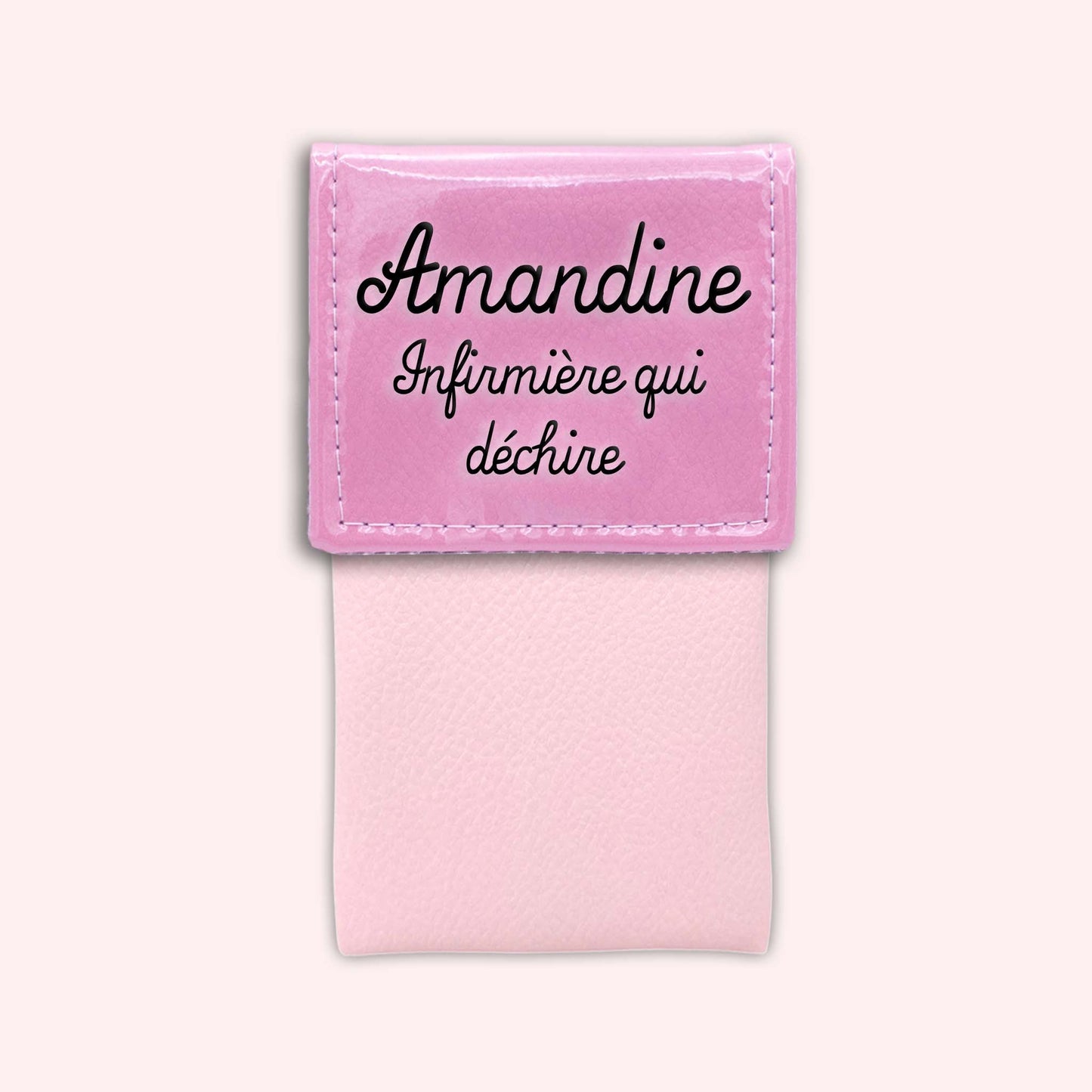 Two-tone pouch with pale pink flap