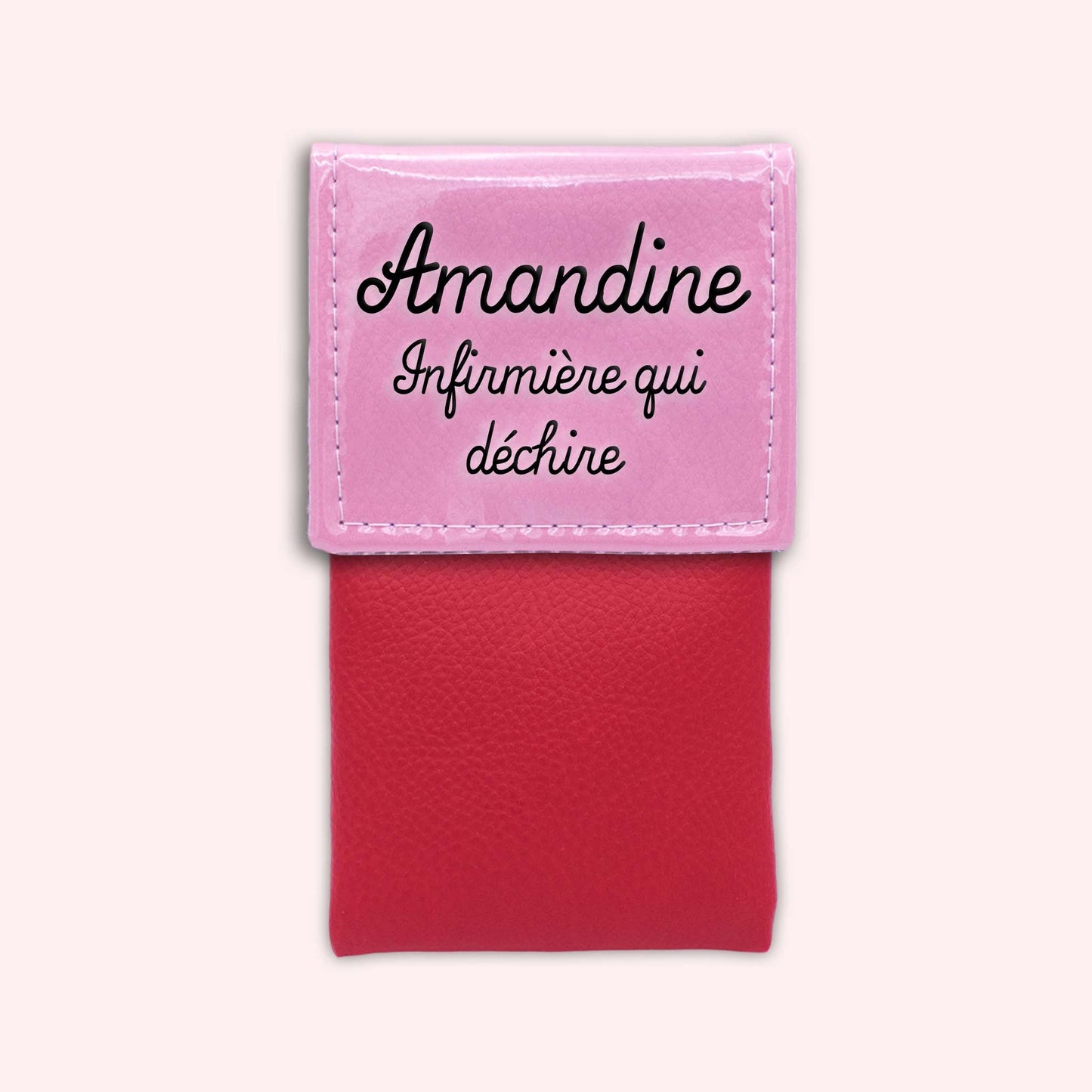 Two-tone pouch with pale pink flap