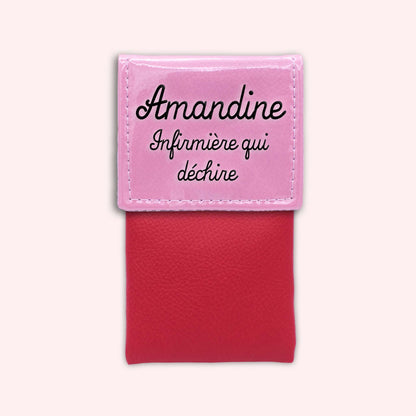 Two-tone pouch with pale pink flap