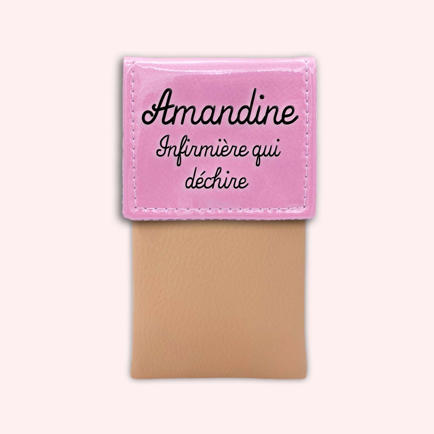 Two-tone pouch with pale pink flap