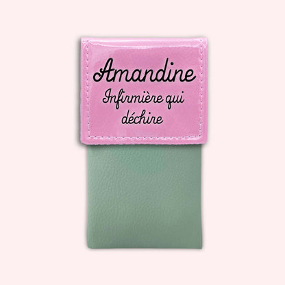 Two-tone pouch with pale pink flap