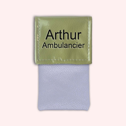 Two-tone pouch with fennel green flap