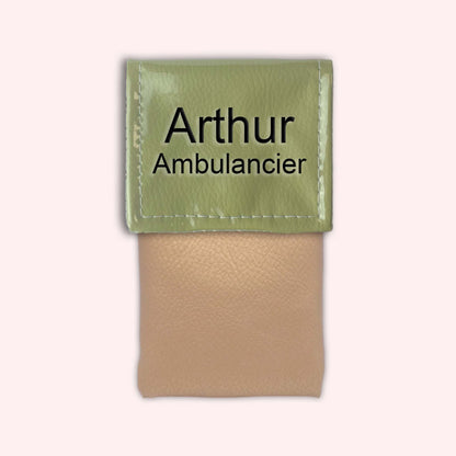 Two-tone pouch with fennel green flap