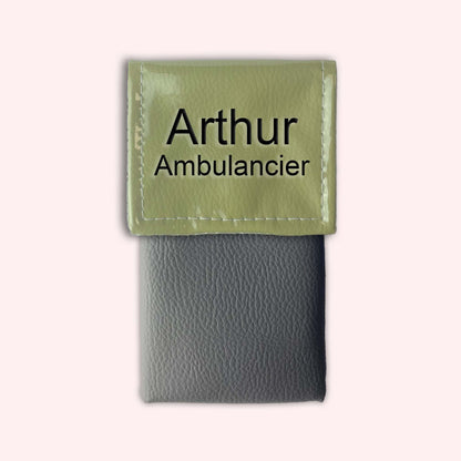 Two-tone pouch with fennel green flap