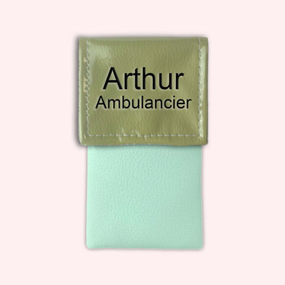 Two-tone pouch with fennel green flap