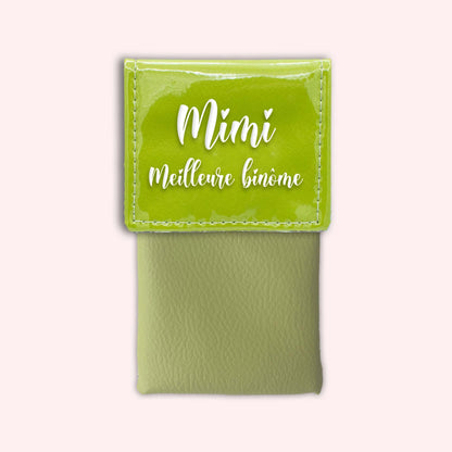 Two-tone apple green flap pouch