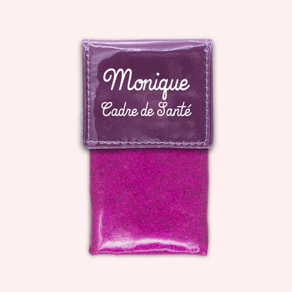 Two-tone purple flap pouch