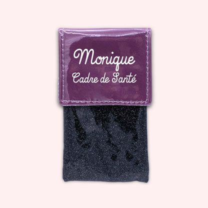 Two-tone purple flap pouch