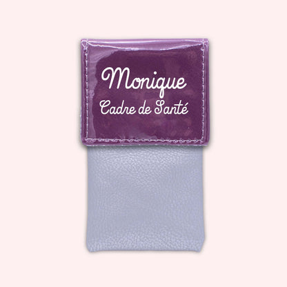 Two-tone purple flap pouch