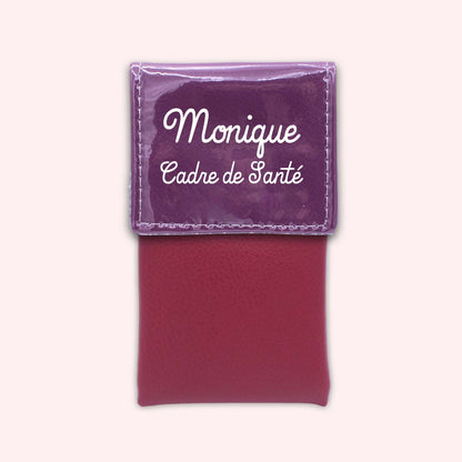 Two-tone purple flap pouch