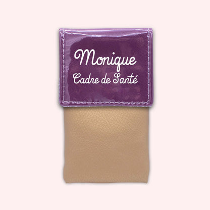 Two-tone purple flap pouch