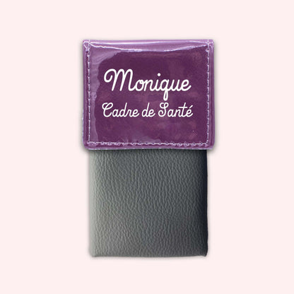 Two-tone purple flap pouch