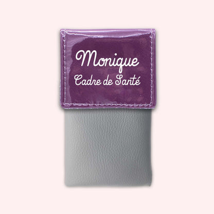 Two-tone purple flap pouch