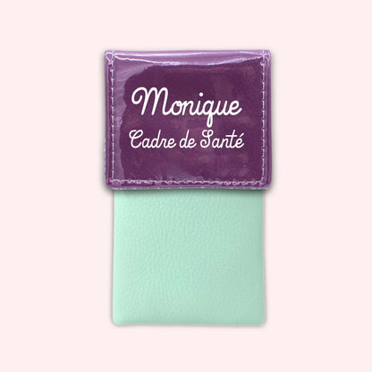 Two-tone purple flap pouch