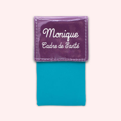 Two-tone purple flap pouch