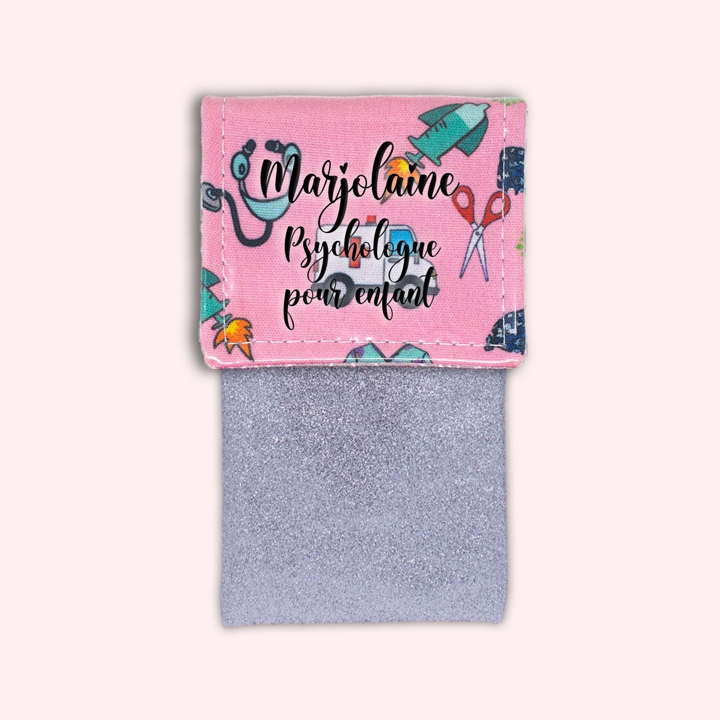 Pochette aimantée Ambulance rose