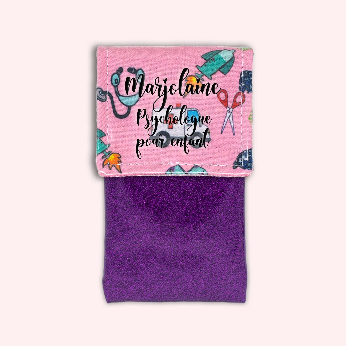 Pochette aimantée Ambulance rose