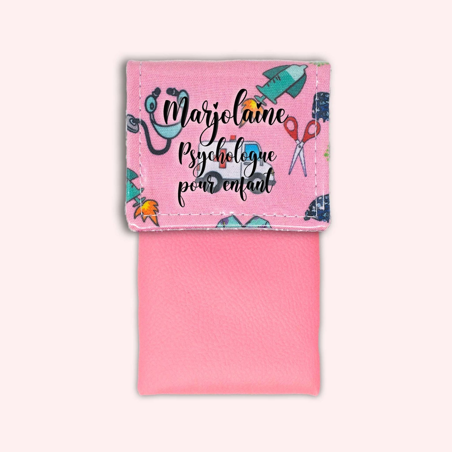 Pochette aimantée Ambulance rose