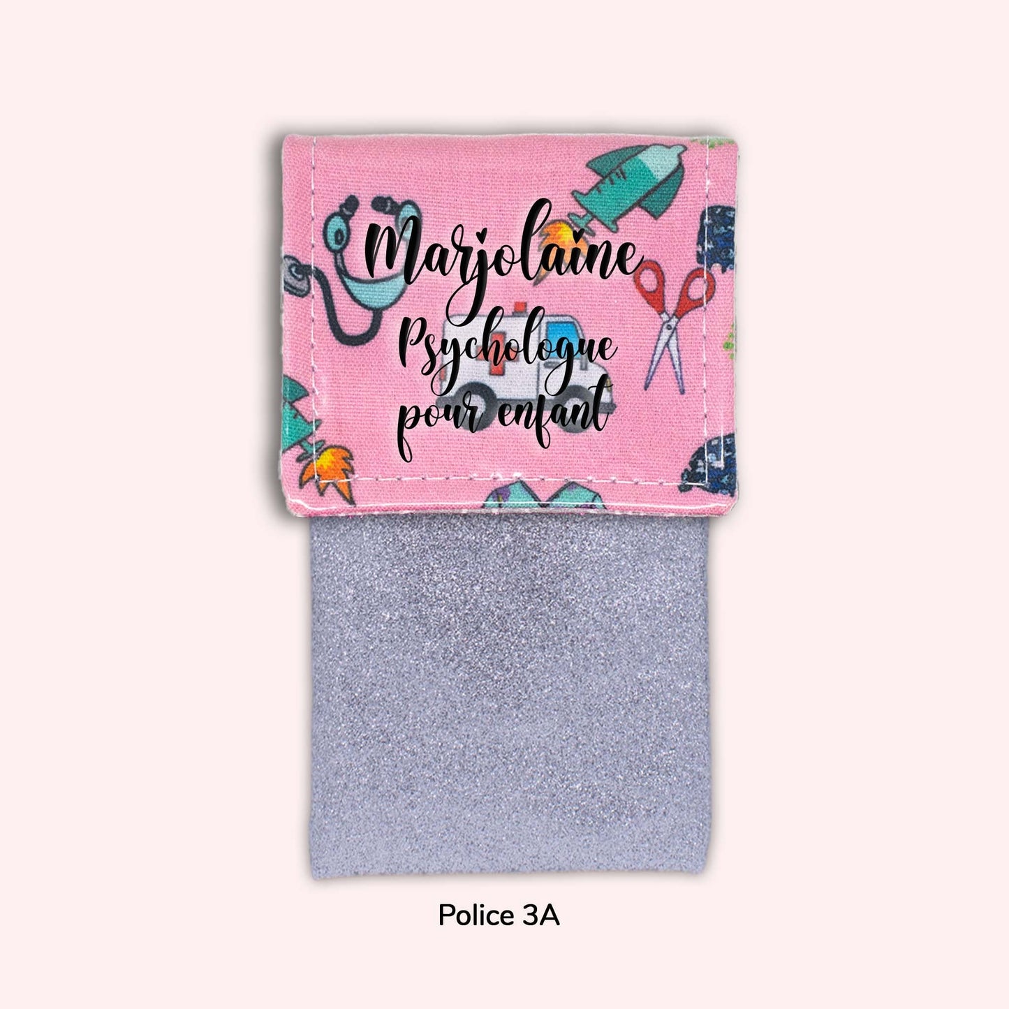 Pochette aimantée Ambulance rose