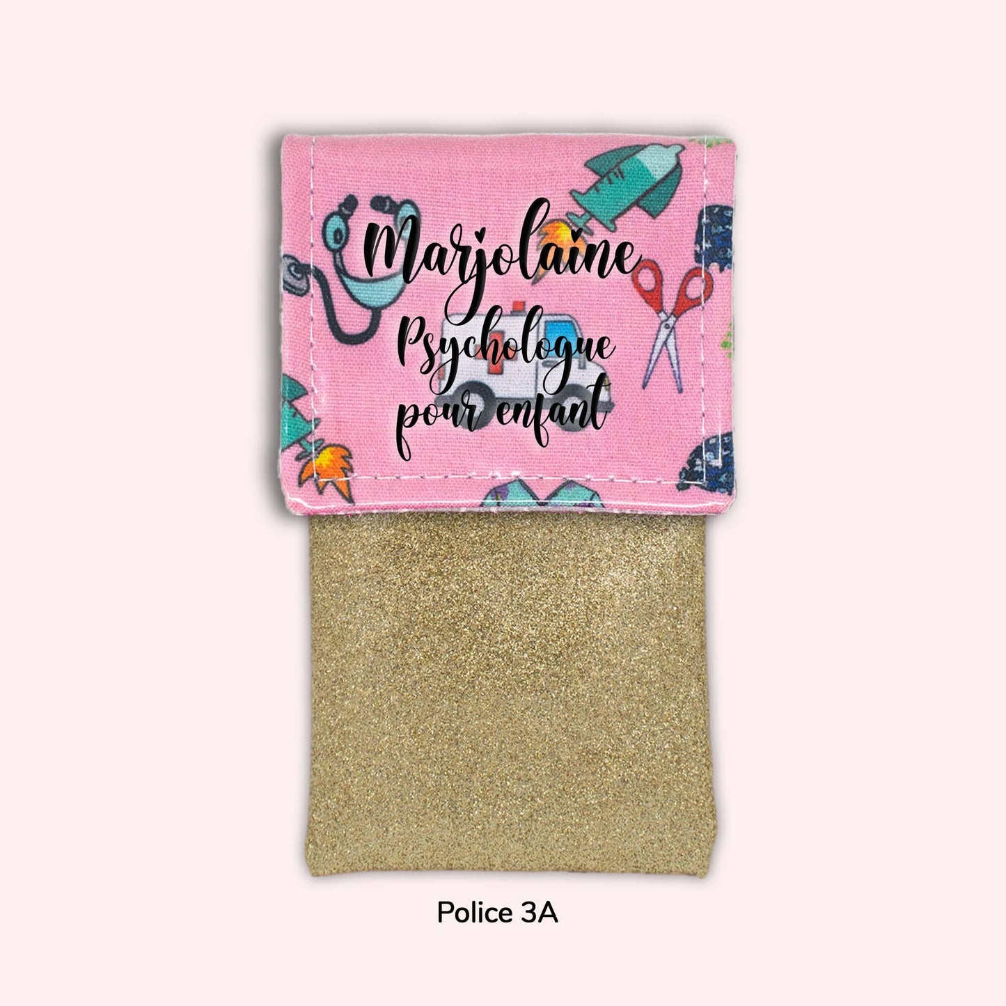 Pochette aimantée Ambulance rose