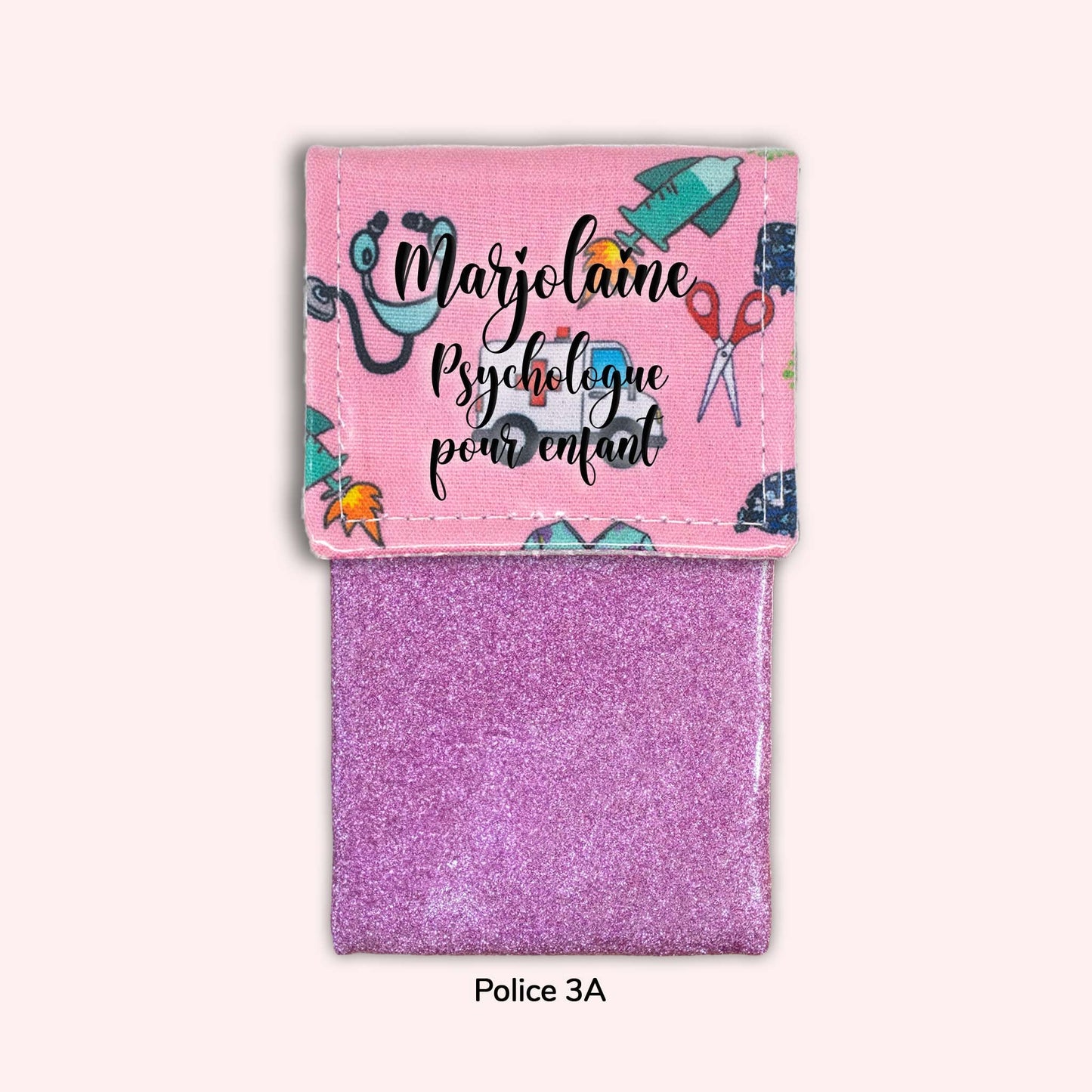 Pochette aimantée Ambulance rose