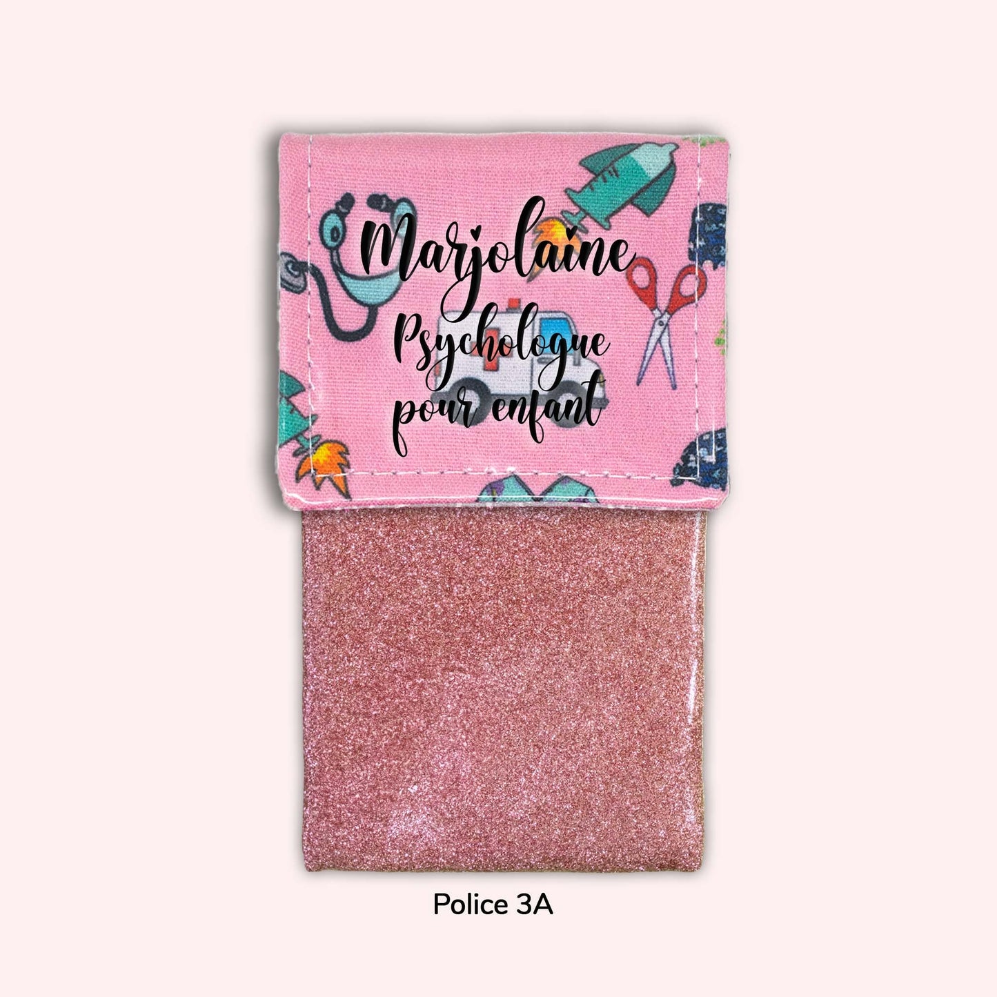 Pochette aimantée Ambulance rose