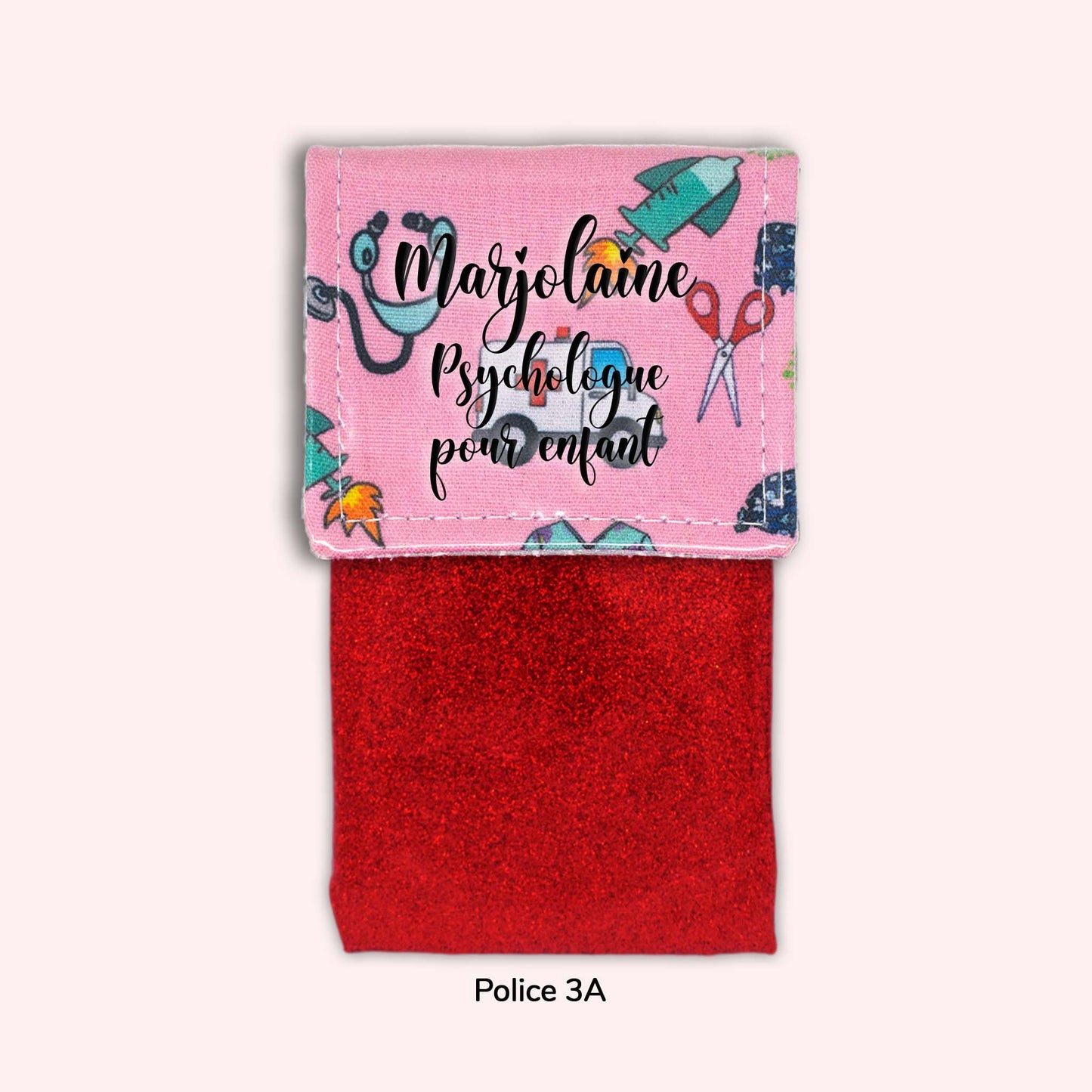 Pochette aimantée Ambulance rose