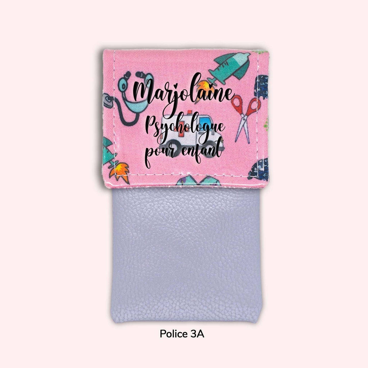 Pochette aimantée Ambulance rose