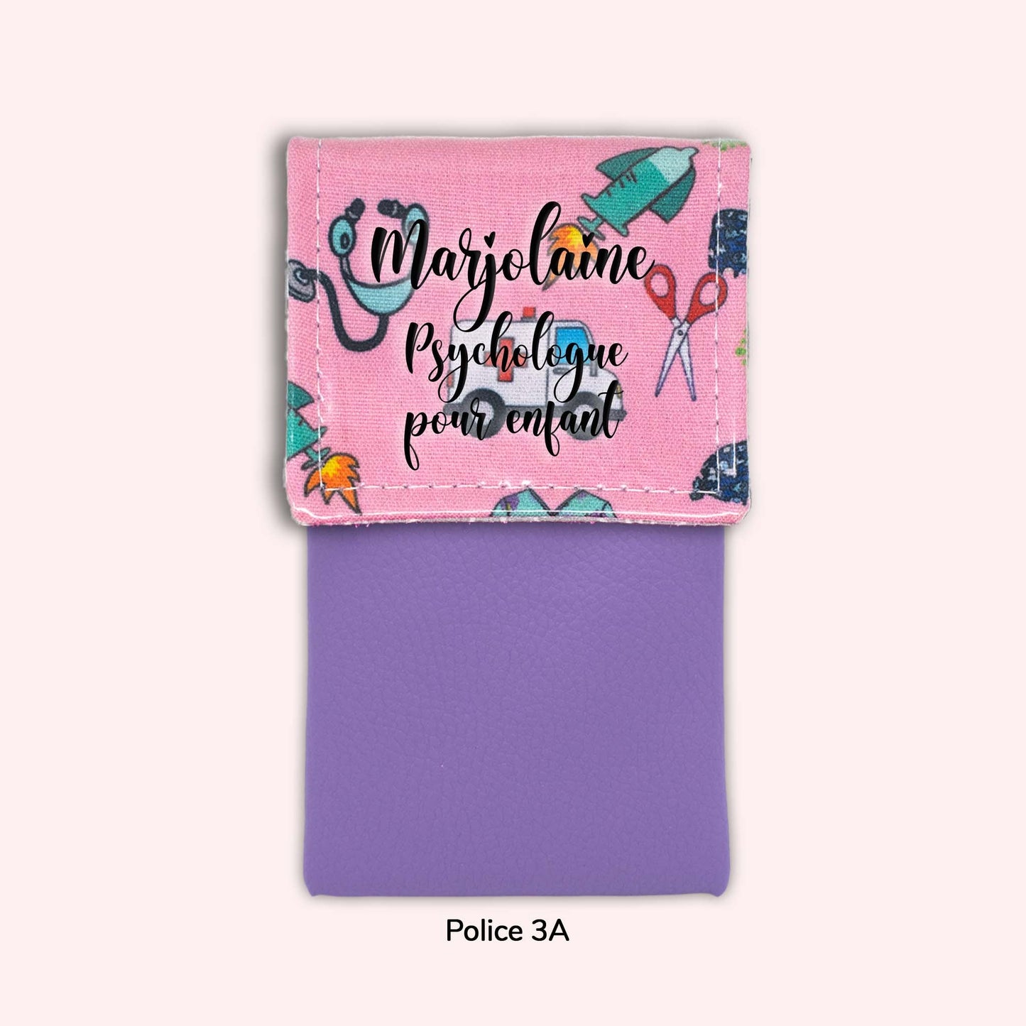 Pochette aimantée Ambulance rose