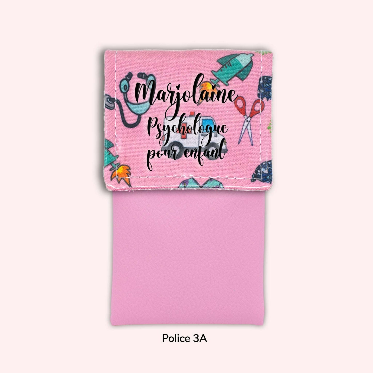 Pochette aimantée Ambulance rose