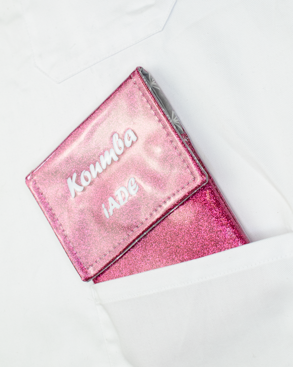 Old pink glitter magnetic pouch