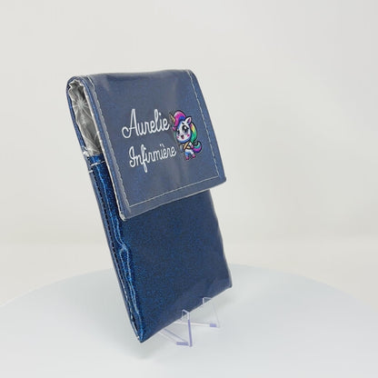 Midnight blue glitter magnetic pouch