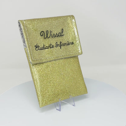 Gold glitter magnetic pouch 