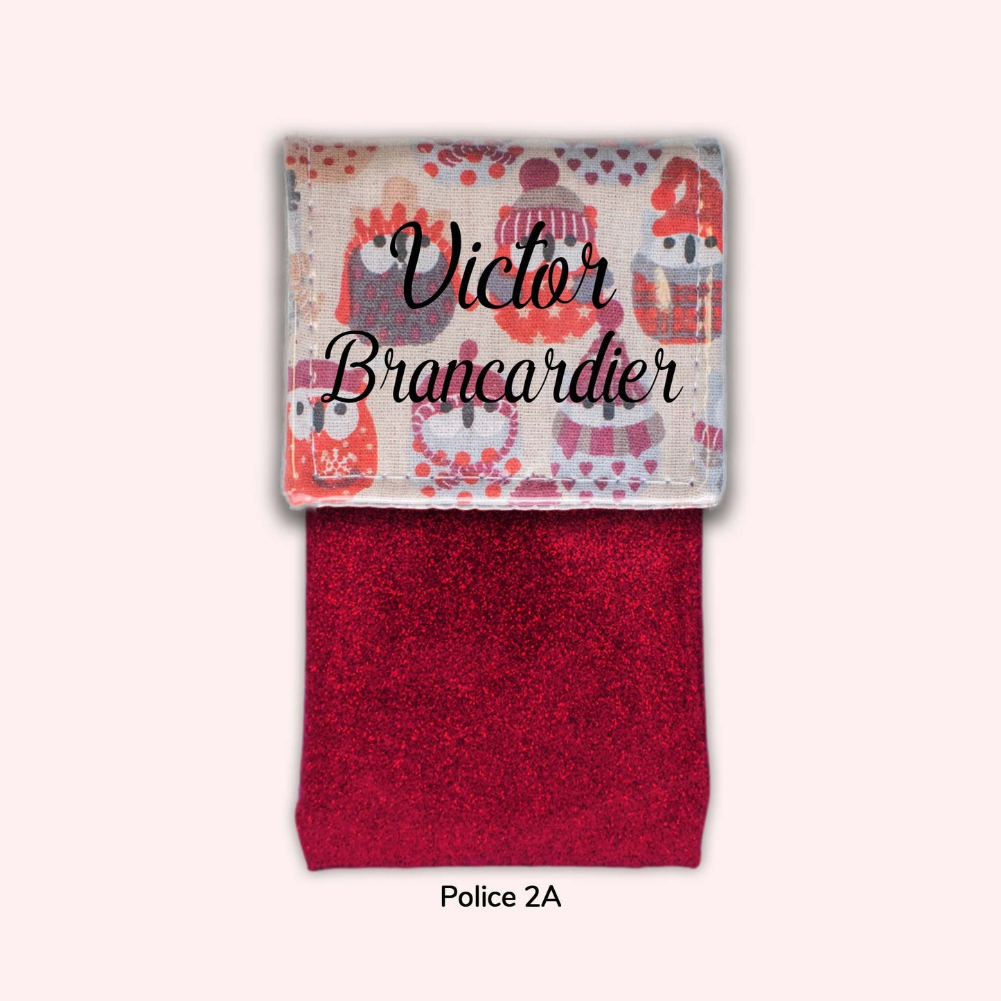 Pochette aimantée Hiboux Rouge Hiver