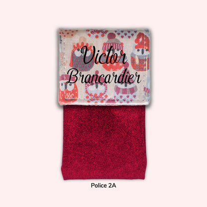 Pochette aimantée Hiboux Rouge Hiver