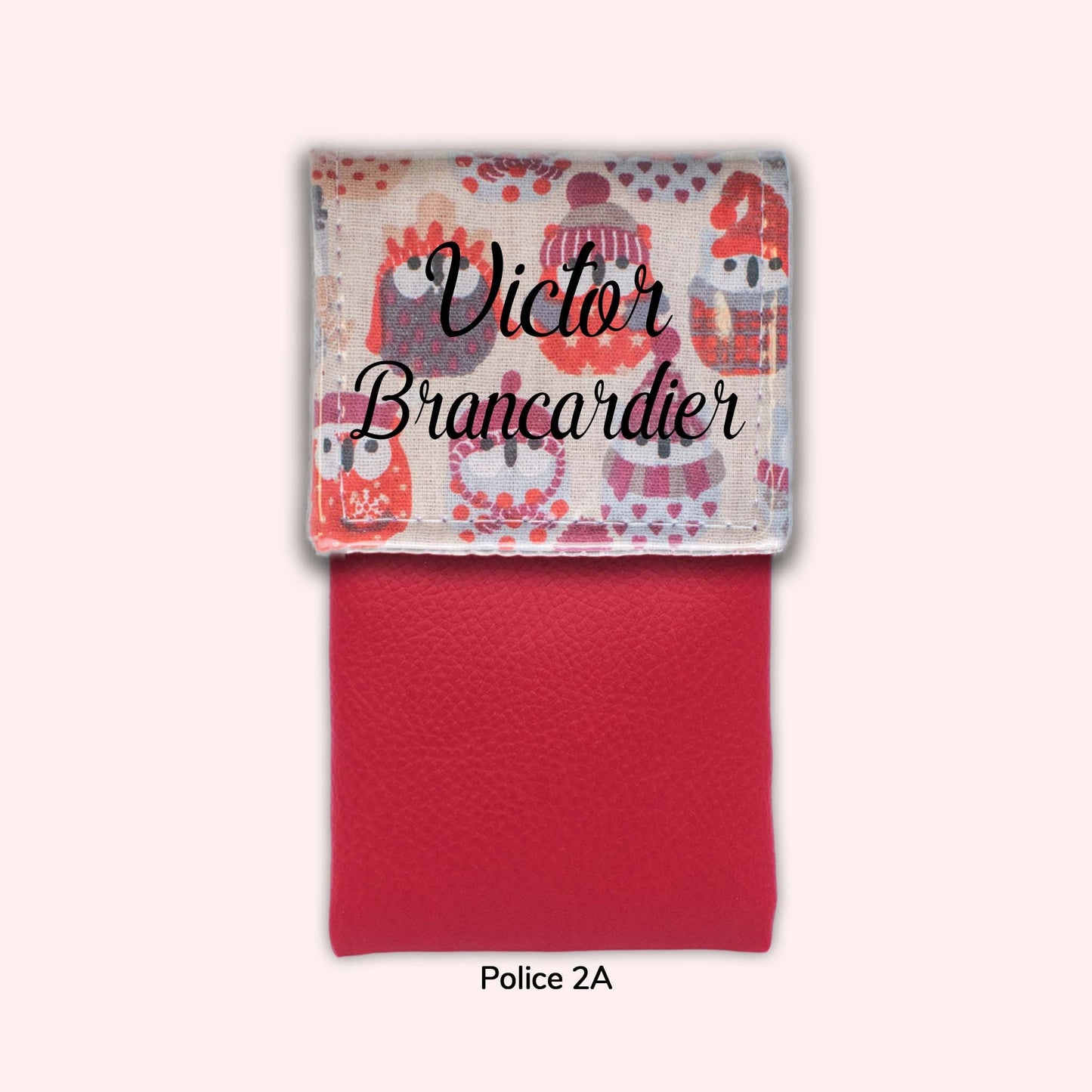 Pochette aimantée Hiboux Rouge Hiver