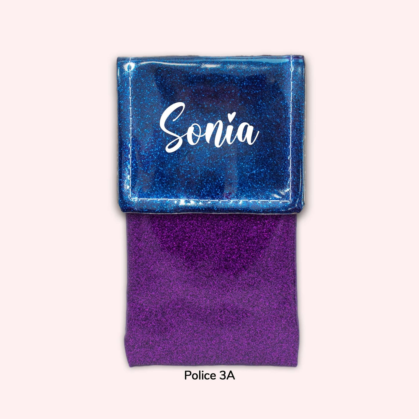 Two-tone pouch with midnight blue flap, sequins