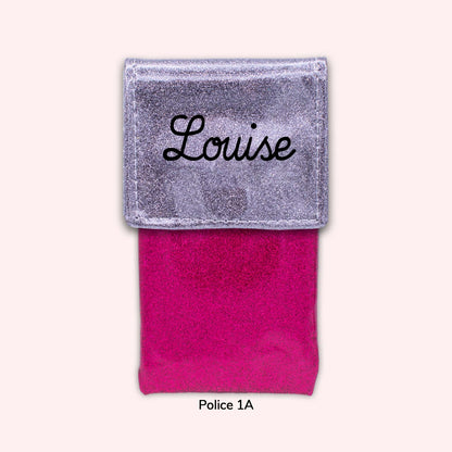 Two-tone pouch with Grey Sequin flap