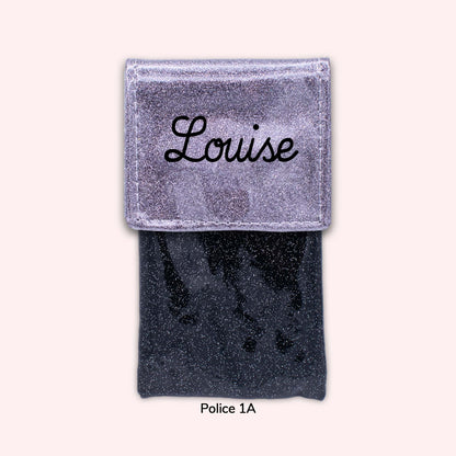 Two-tone pouch with Grey Sequin flap