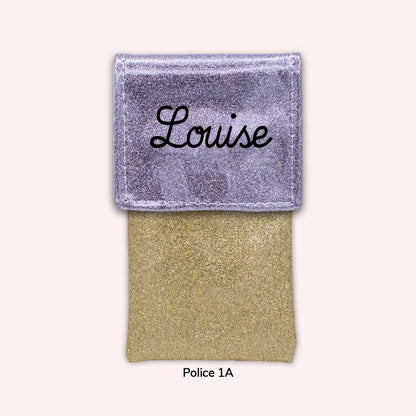 Two-tone pouch with Grey Sequin flap