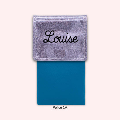 Two-tone pouch with Grey Sequin flap