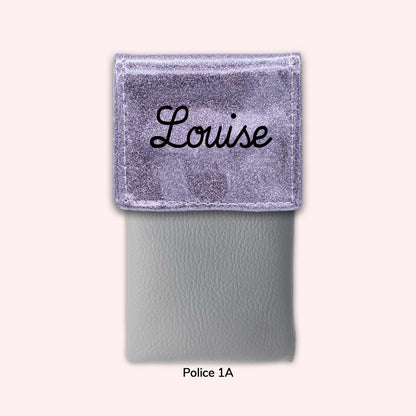 Two-tone pouch with Grey Sequin flap