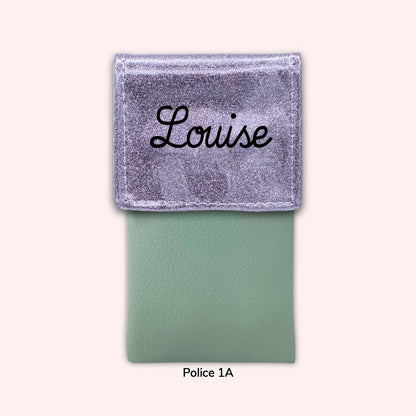 Two-tone pouch with Grey Sequin flap