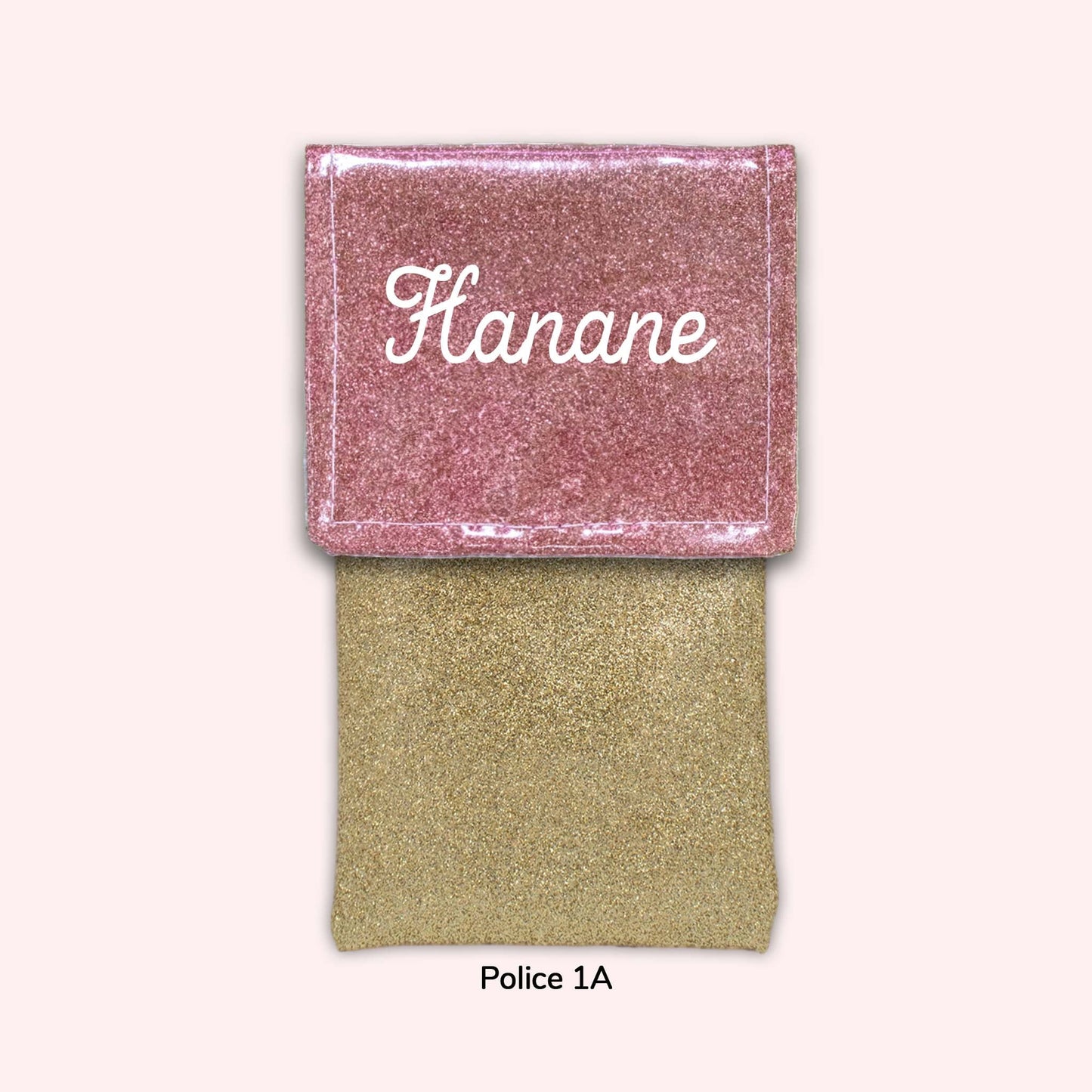 Two-tone pouch with pale pink flap, sequins