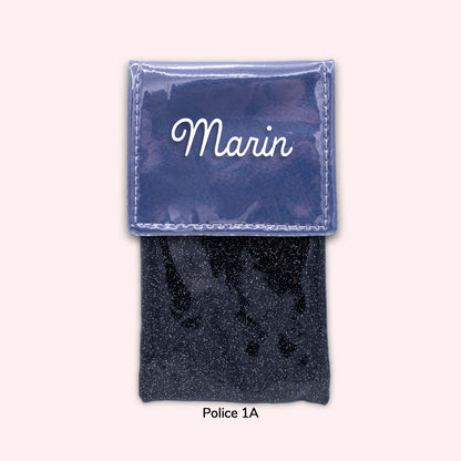 Two-tone pouch with royal blue flap