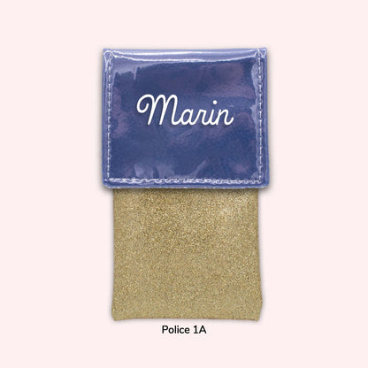 Two-tone pouch with royal blue flap