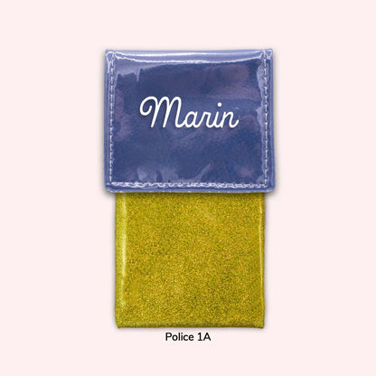 Two-tone pouch with royal blue flap